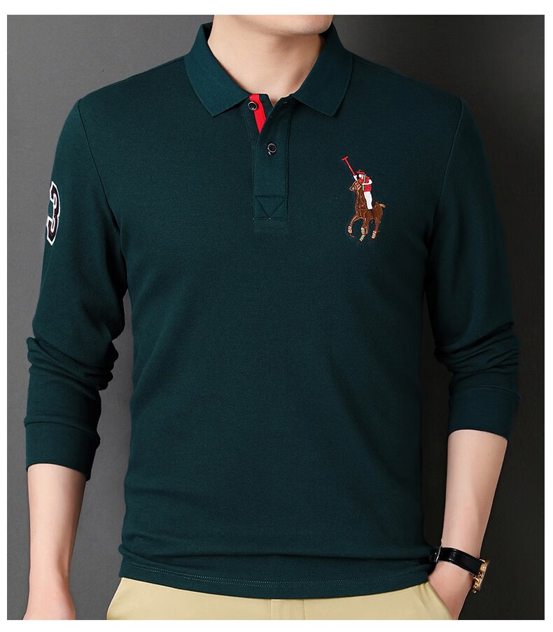 sepolo保罗t恤男士长袖翻领新品青年商务刺绣polo衫男休闲打底上衣