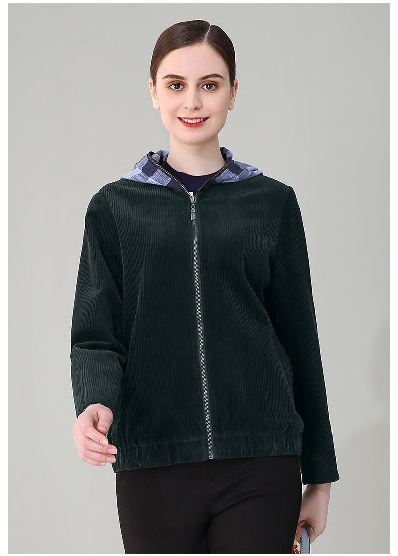 米兰登2021冬季新款中老年妈妈装加棉加厚时尚保暖灯芯绒茄克女宽松