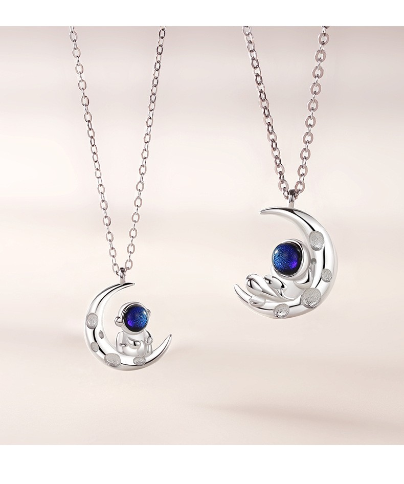 【沉鱼落雁(arfish)bedawv】沉鱼落雁s925银星河宇航员情侣项链一对