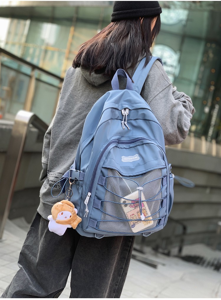 京智 大容量日系ins风背包女士中学生大学生书包女初中生森系简约双肩