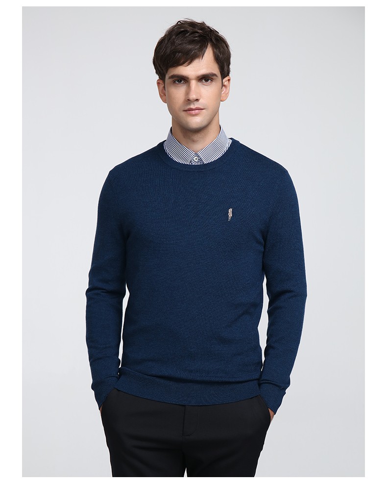 londapolo伦德保罗男装羊毛衫2021秋冬季新款时尚经典套头打底驼色48