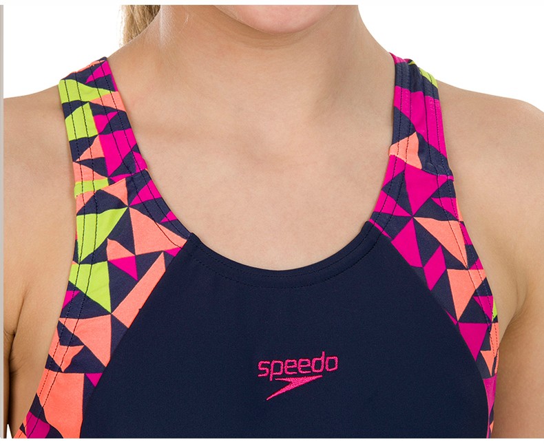 速比涛(speedo)新款儿童泳衣 女童青少年平角连体保守速干游泳衣 专业