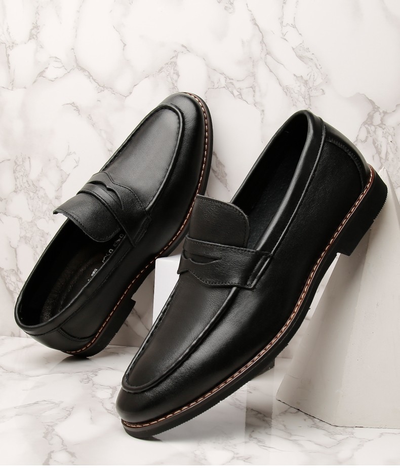 帕达索商务皮鞋新款男士牛皮擦色英伦正装皮鞋男套脚德比鞋200652棕色