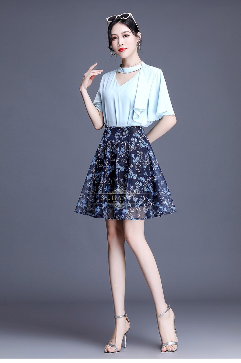 sllavif萨拉维夫品牌女装短款半身裙女2021夏季新款蕾丝百褶短裙大码