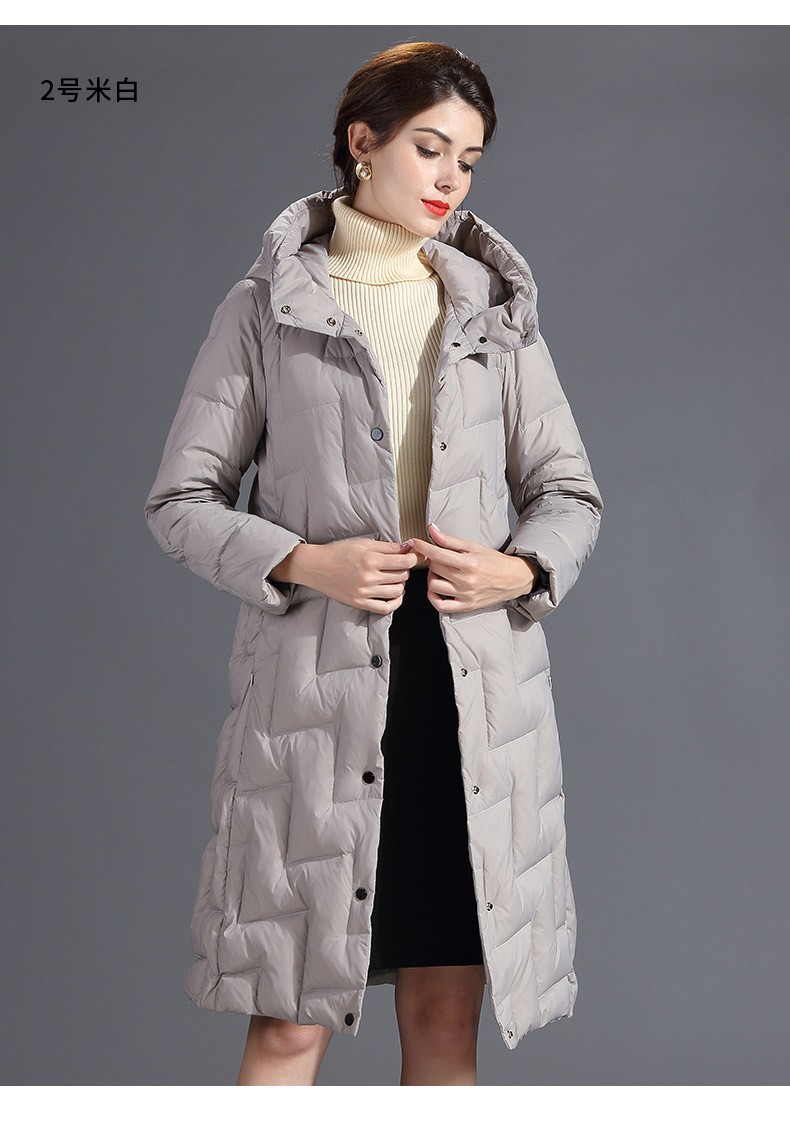 恒源祥羽绒服女中长款韩版修身保暖外套新款过膝长款冬装hhhd578 3号