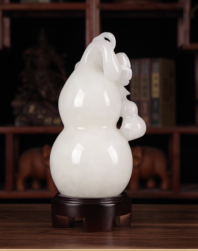 名态玉石葫芦摆件白玉福禄平安玉雕家居酒柜客厅玄关装饰摆件工艺品