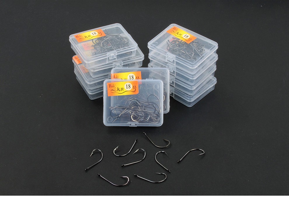 50枚散装丸世鱼钩歪嘴长柄鱼勾有倒刺钓钩渔具垂钓用品8号50枚盒