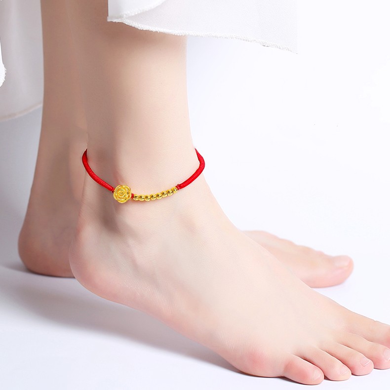 老凤凰黄金脚链女款貔貅999足金转运珠本命年红绳皮丘小金鱼余生有你