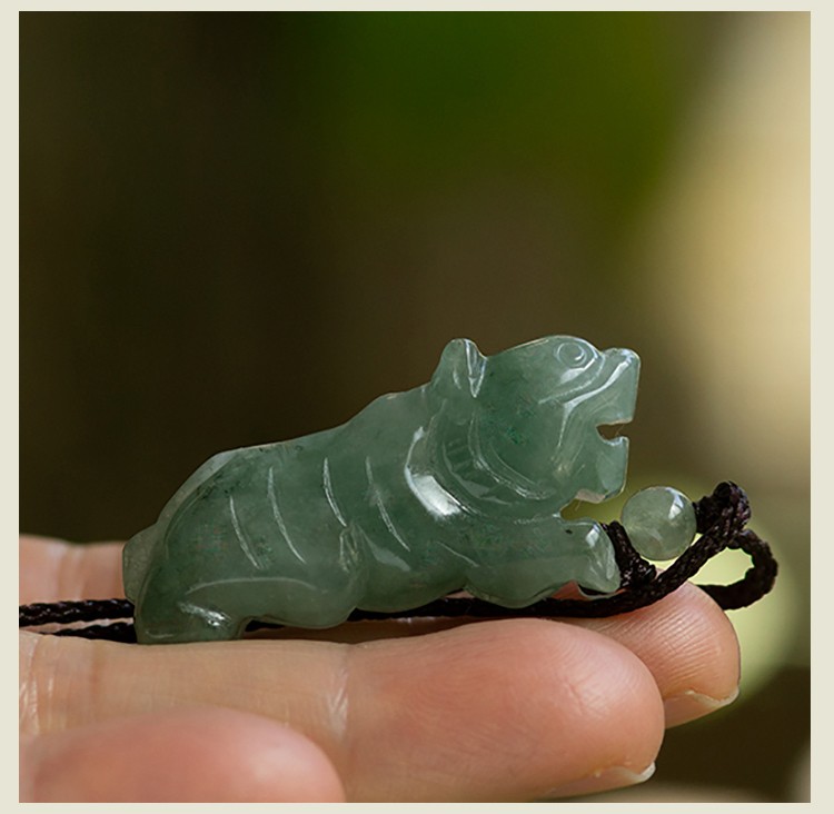 淘玉 翡翠虎吊坠玉虎 玉石生肖虎 鉴定立体虎挂件 dx7 虎项坠【图片