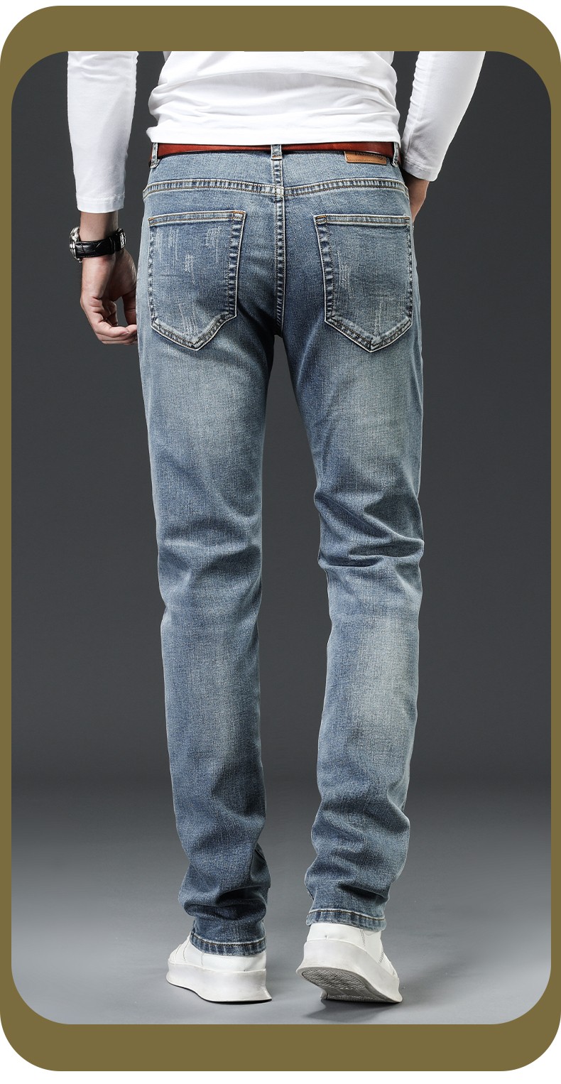 冬季蓝灰色牛仔裤男直筒宽松百搭裤子男士弹力休闲长裤 蓝灰色厚款 36