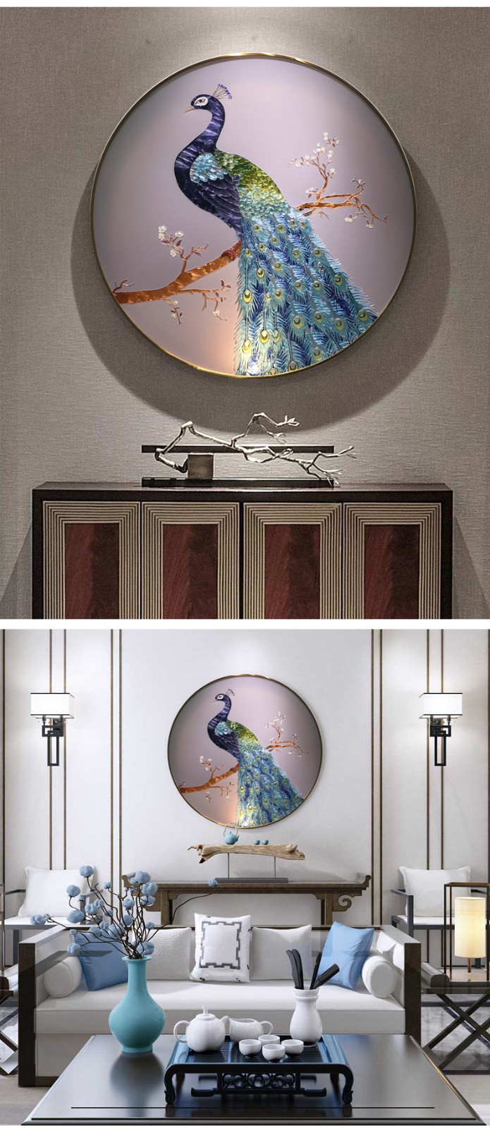 尘客 珐琅彩装饰画纯手工掐丝景泰蓝工艺画新中式家居客厅玄关餐厅