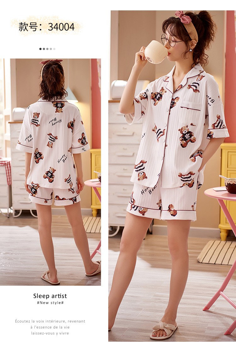 新品睡衣女夏季套装短袖女士两件套纯棉夏天韩版薄款学生春秋冬家居服