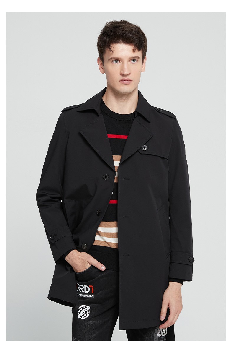 澳林丹顿orrdt风衣奢侈品男装春秋腰带扣带装饰中长款时尚休闲外套男