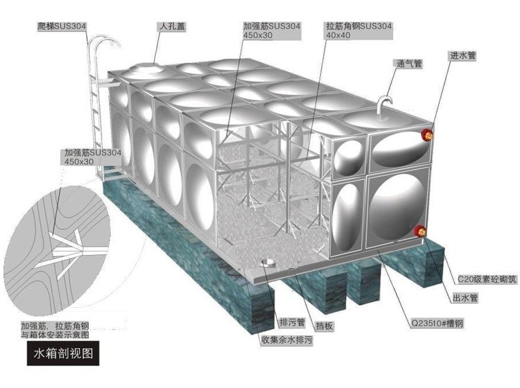 304不锈钢水箱家用蓄水桶储水罐圆形太阳能空气能保温热水塔定做x3