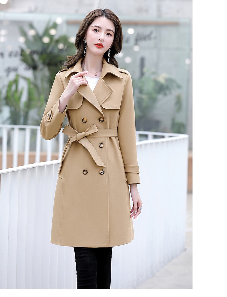 卡萨罗澳品牌风衣女中长款2021春季新款韩版气质系带收腰显瘦外套