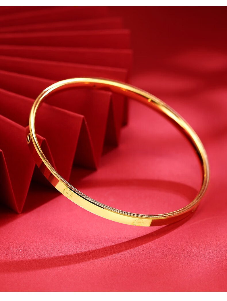 蒂蔻 黄金手镯女款三生三世足金999手镯三金首饰古法传承送金镯子送