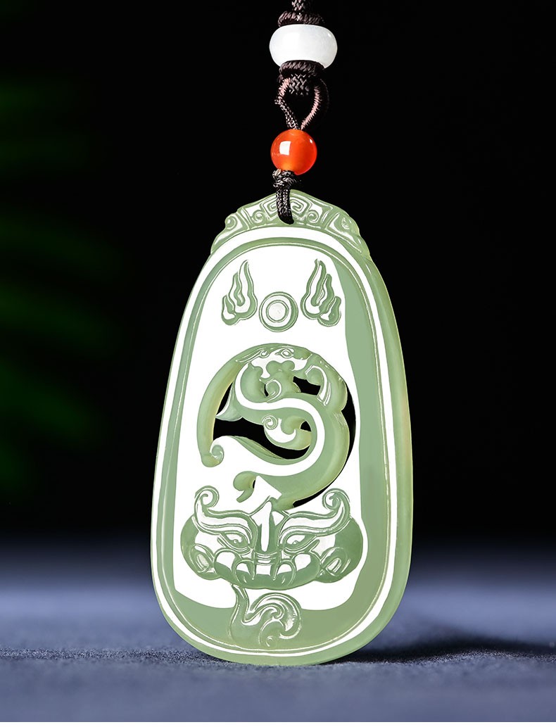 景曦和田玉仿古雕刻生肖属龙玉吊坠挂件男女款龙行天下玉佩玉