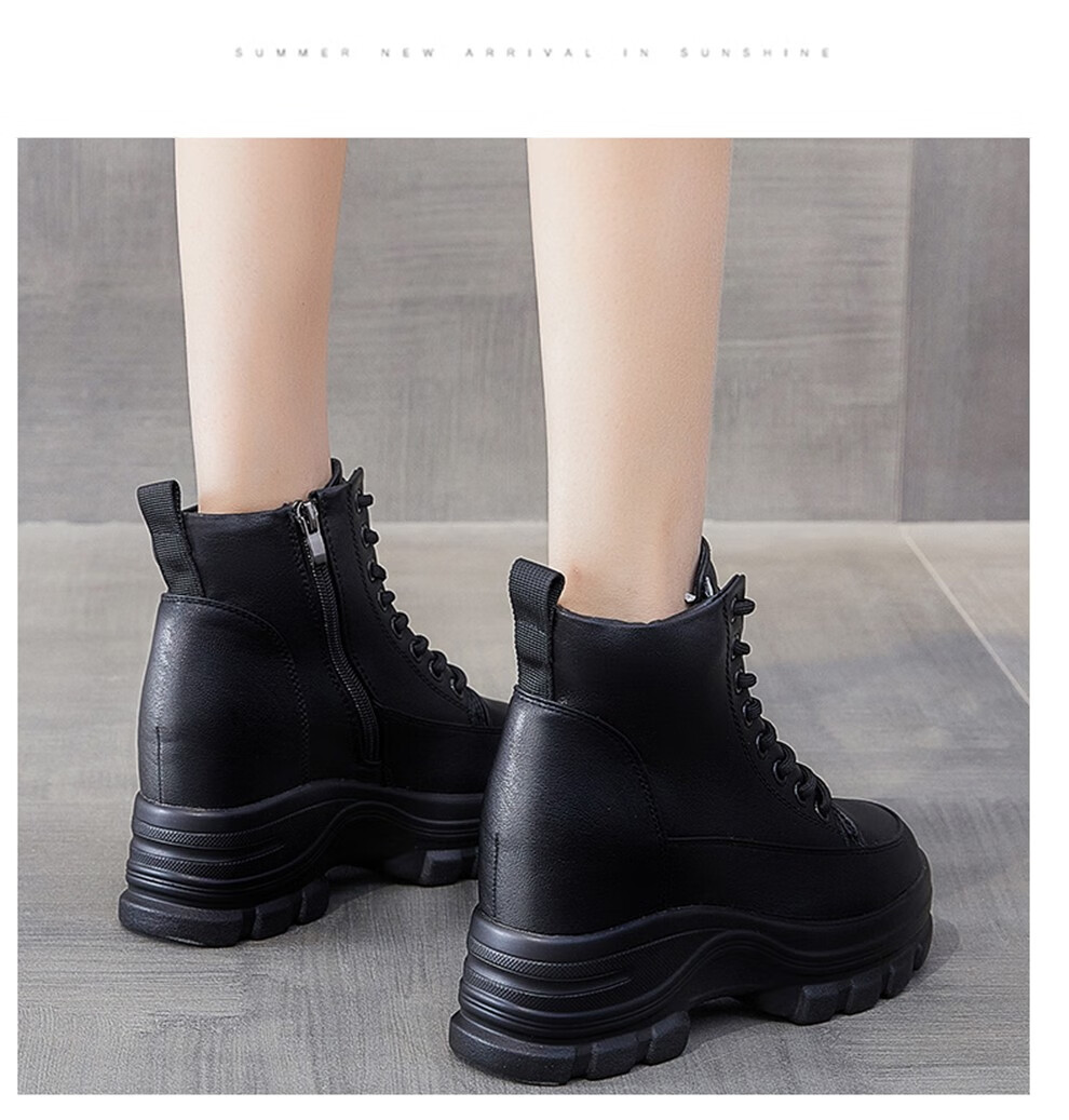 女靴内增高2022秋冬款小靴子女短中款冬马丁靴女加带绒马丁短靴棉鞋踝