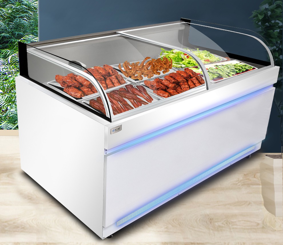 熟食鸭脖柜商用冰柜保鲜双温冷藏冷冻柜凉菜卤菜弧形周黑鸭展示柜 平