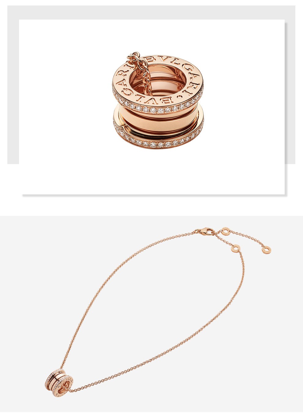 bvlgari宝格丽弹簧项链18k玫瑰金镶嵌钻石项链cl852407/cl857025(预定
