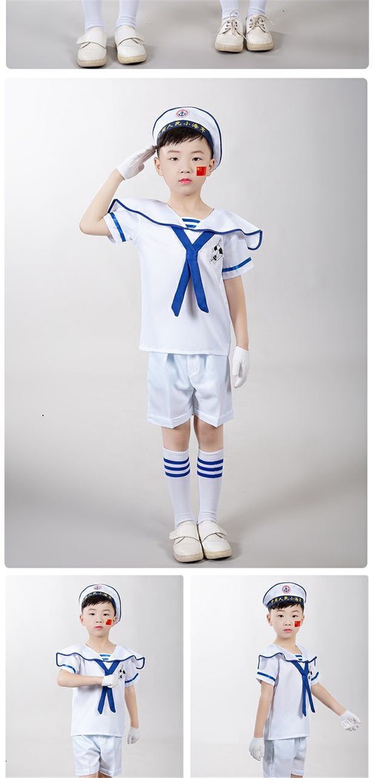 绚萌六一新款儿童小海军水手演出服男女水兵表演服夏令营运动会合唱服