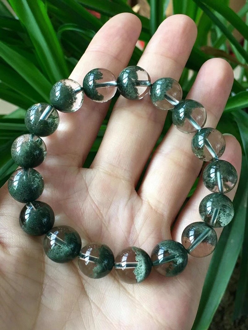 诺源珠宝天然巴西绿幽灵聚宝盆手链颗大饱满晶体干净男女款水晶手串送