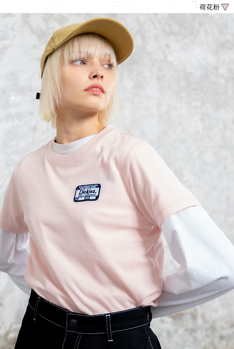 dickies短袖logo绣花徽章短袖t恤女式舒适棉面料teet恤女dk008817灰