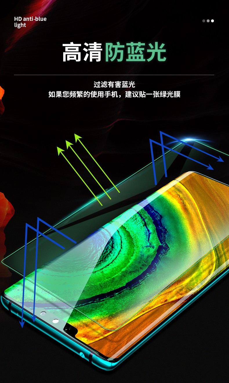 圣嘉裕华为mate30pro绿光水凝膜mete30全屏5g版mt30防摔指纹meta防
