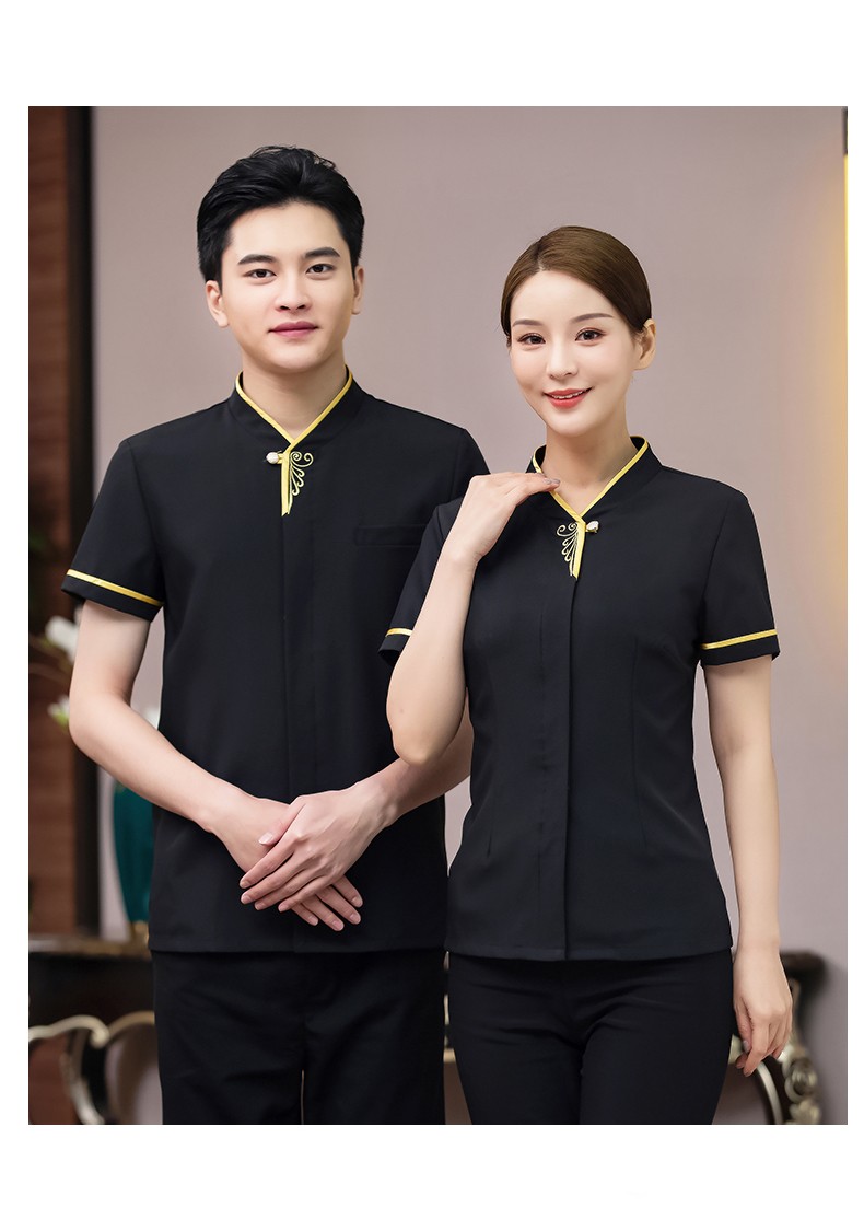 职锦彩裳服务员工作服酒店餐厅饭店大厅服务员男女夏季短袖工装定制
