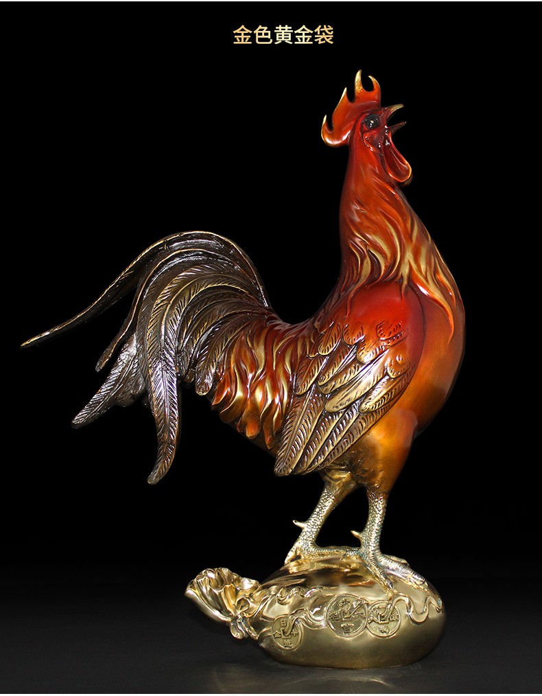 朋友生日礼物生肖公鸡大吉大利黄金袋客厅电视柜玄关装饰品摆设 金色
