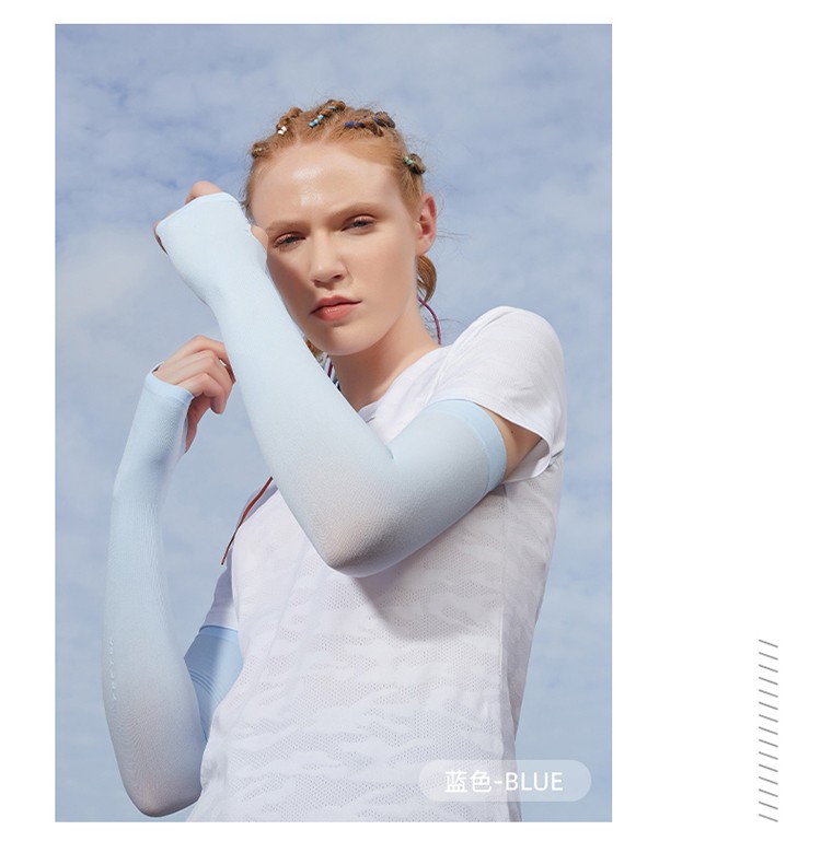 探拓tectop春夏运动薄款手袖休闲男女同款长款手臂袖套黑色白色两双装