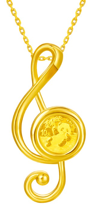 熊猫金币音符胸针吊坠熊猫金币音符胸针 抗击疫情口罩胸针 熊猫金币