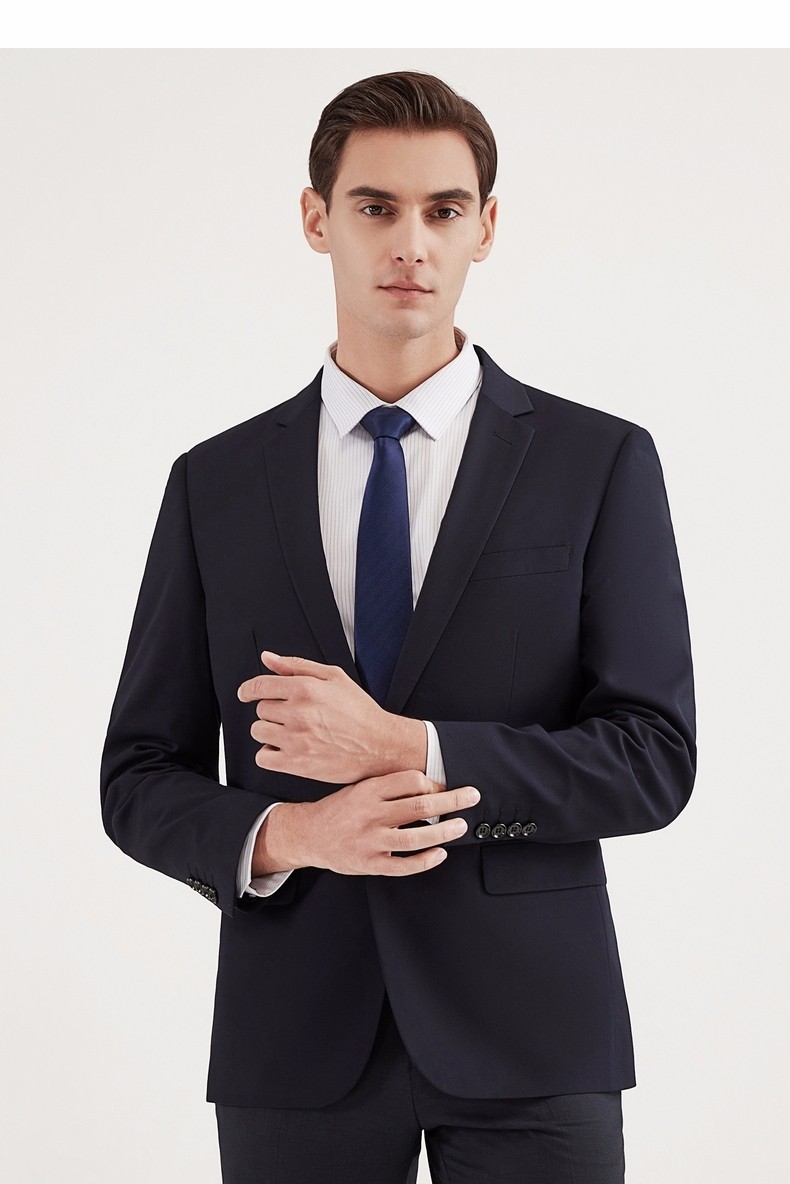 柒牌男装西服 2021春季新款青年男士纯色上班商务正装西装外套男 深灰