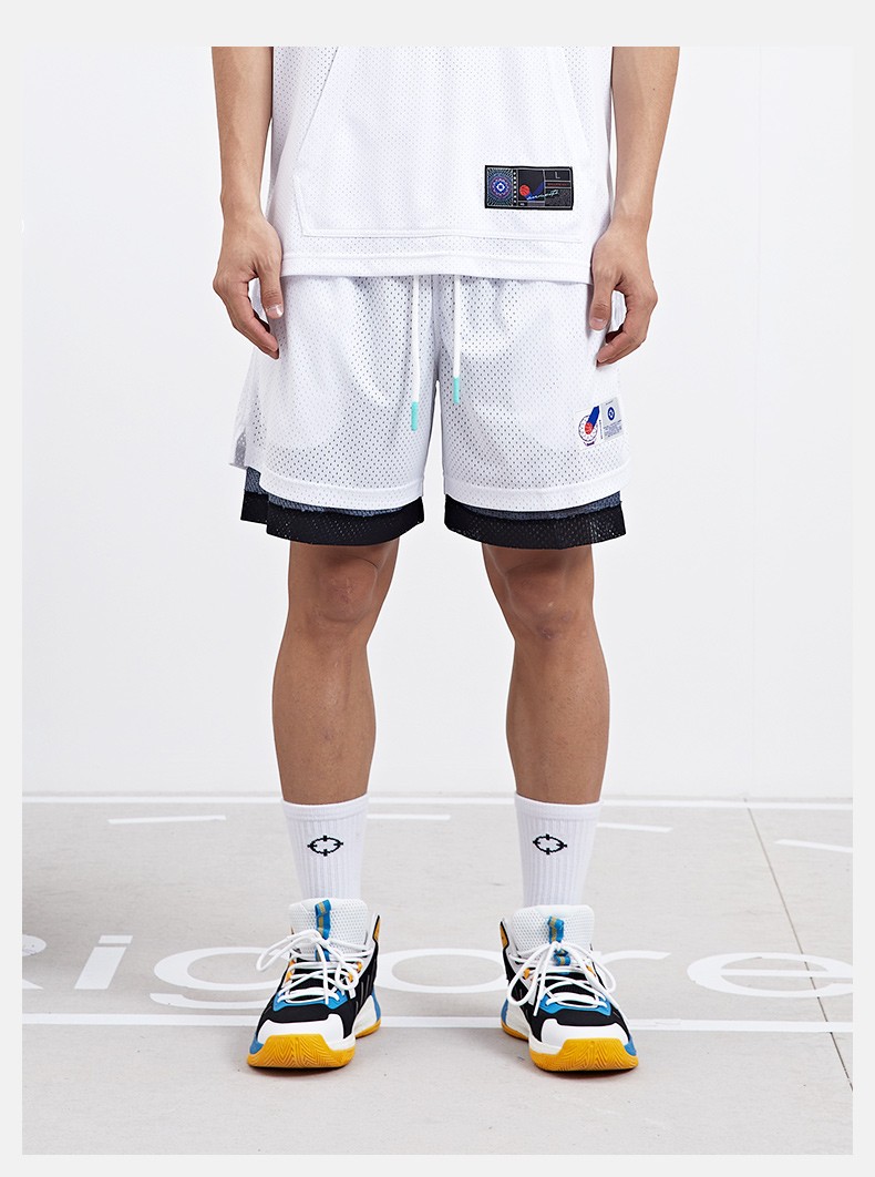 准者新款男女双面穿轻薄排汗透气针织五分运动比赛训练篮球裤氮气紫s