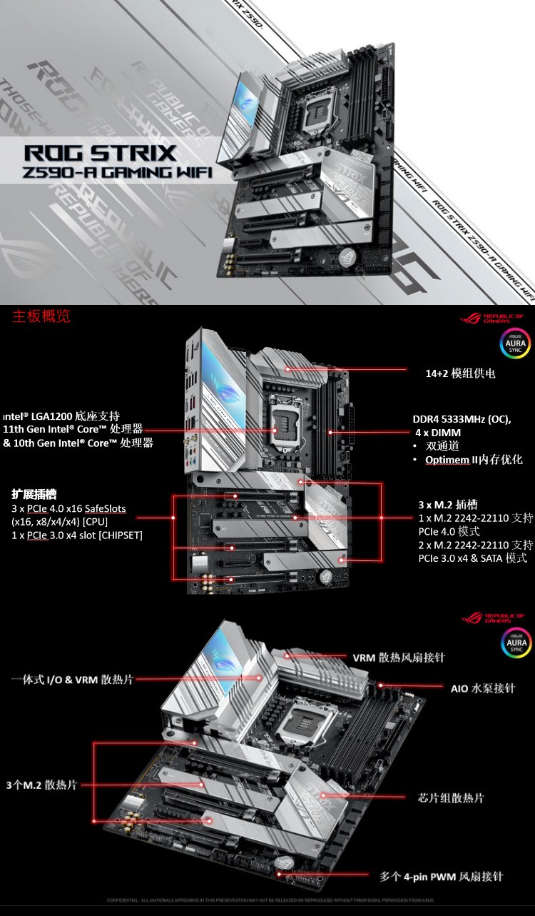 华硕玩家国度rogstrixz590agamingwifi吹雪主板选cpu主板套装z590a1
