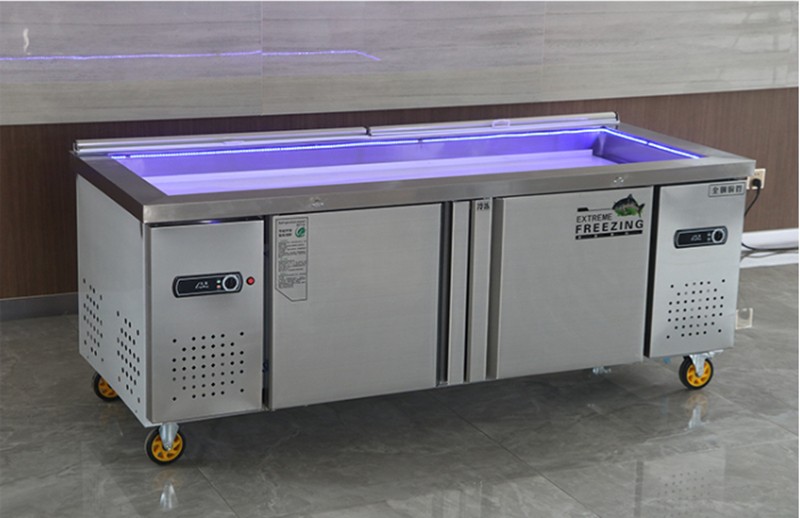 不锈钢海鲜冰台冷藏展示柜商用超市冰鲜台卧式点菜柜冷冻柜保鲜柜uck