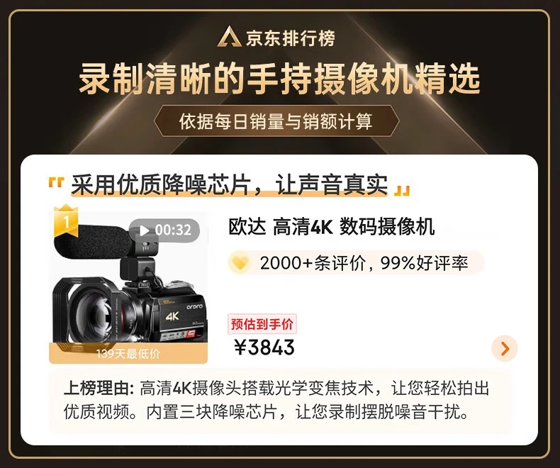 Ouda camera 4K professional live broadcast camera handheld digital DV video recorder high-definition movie electromechanical business live home travel meeting vlog small video standard + battery + 128G card + 4K + charging microphone + distance increase + photography light Ouda camera 4K professional live broadcast camera handheld digital DV video recorder high-definition movie electromechanical business live home travel meeting vlog small video standard + battery + 128G card + 4K + charging microphone + distance increase + photography light