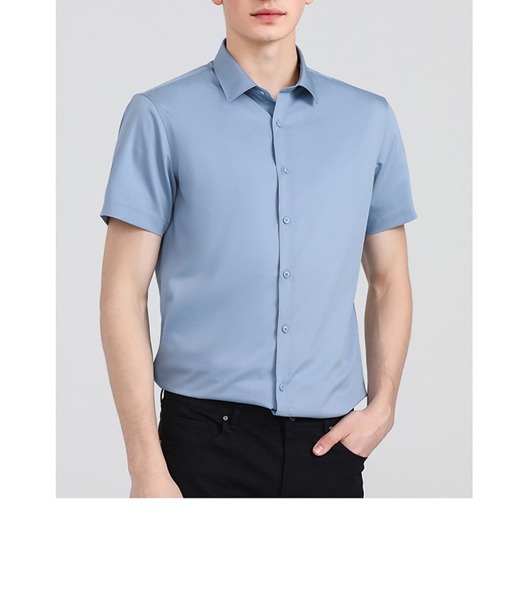 master polo冰丝短袖衬衫男夏季薄款商务休闲保罗官方衬衣 黑色 42