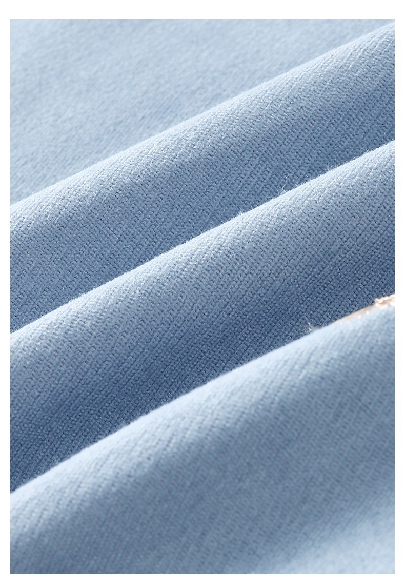 未风蓝色刺绣连衣裙女冬2021年秋冬新款女装修身显瘦知性长款裙子蓝色