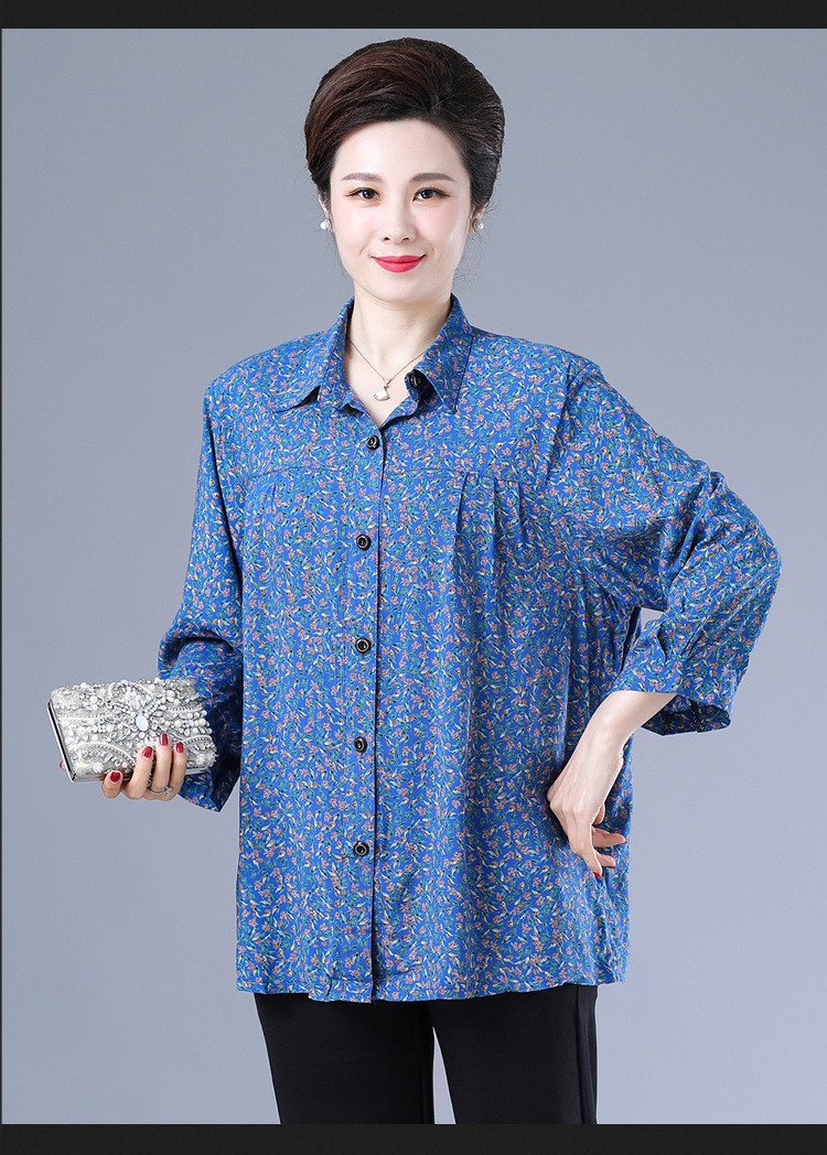 胖人女装中老年夏季胖太太特大码衬衫宽松九分袖200斤奶奶装加肥加大