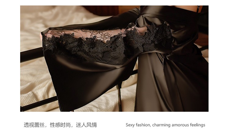 瑰若性感睡衣情趣内衣女制服诱惑蕾丝免脱长袖开裆透视开档免脱透明