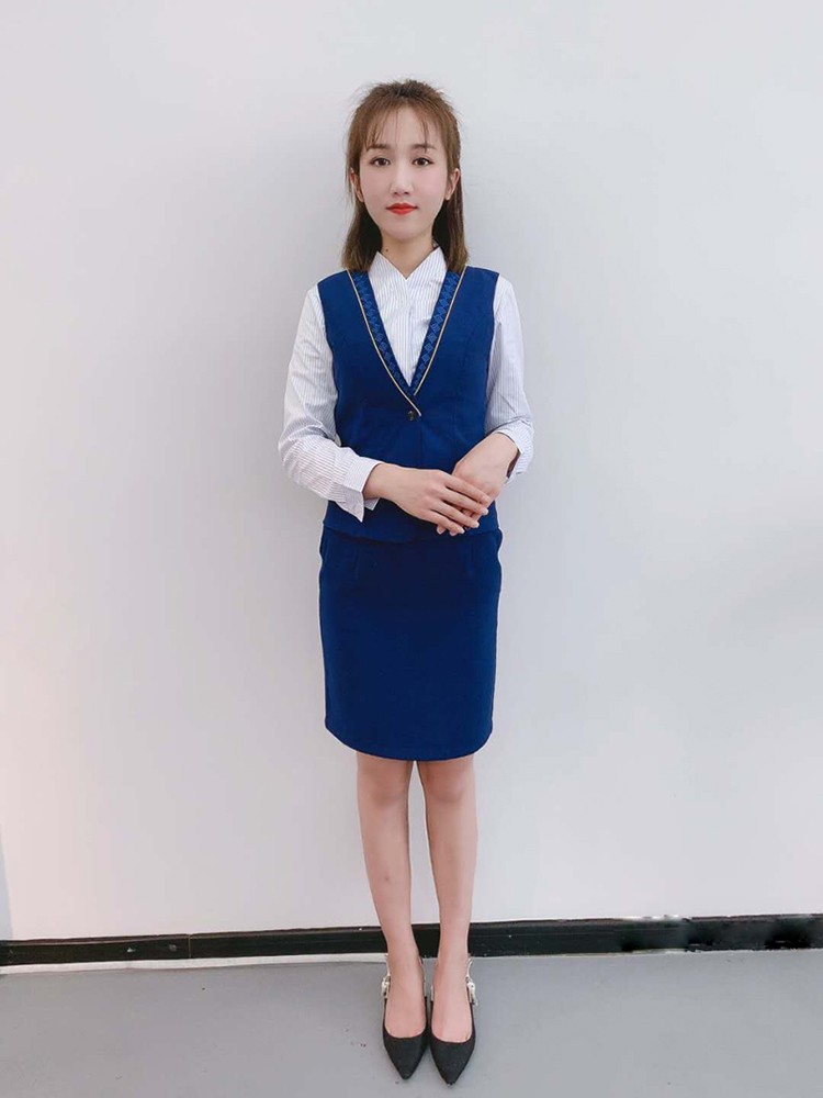 剑潭jiantan新款中国电信5g营业厅女员工作服手机卖场马甲衬衣一步裙