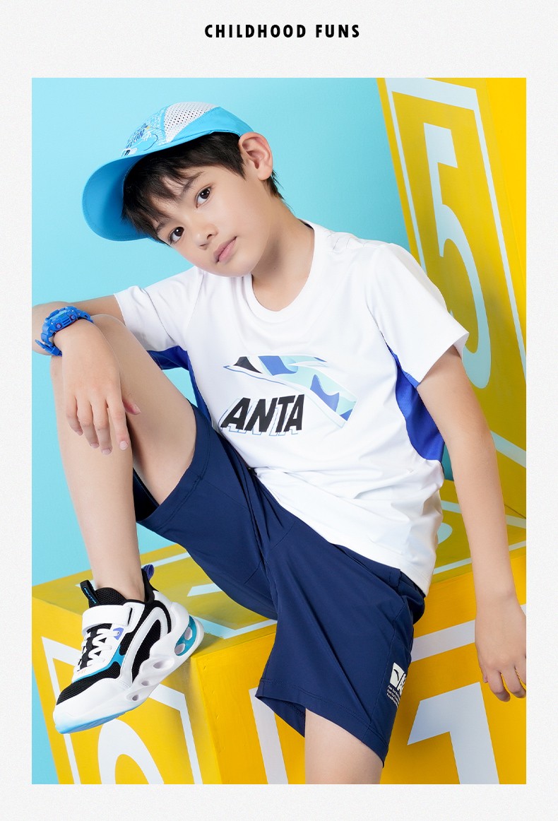 安踏儿童童装儿童t恤官方616岁男童梭织运动短袖2022年夏季圆领短袖