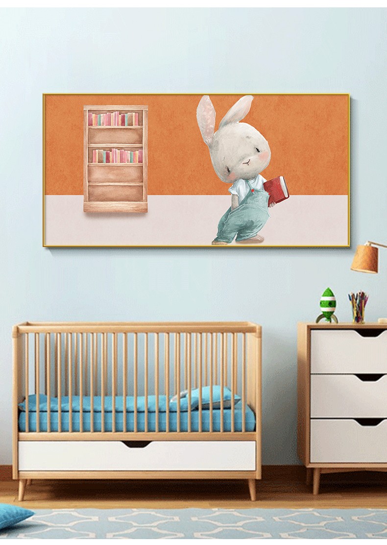 墨派 现代简约儿童房装饰画北欧风卧室床头墙面挂画粉红色女孩房间单