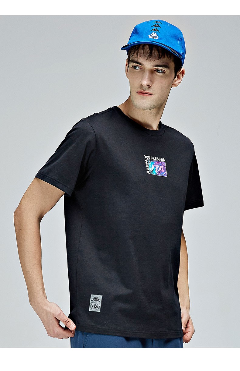 kappa卡帕短袖男运动短袖休闲t恤夏季半袖幻彩印花图案衫黑色990xl