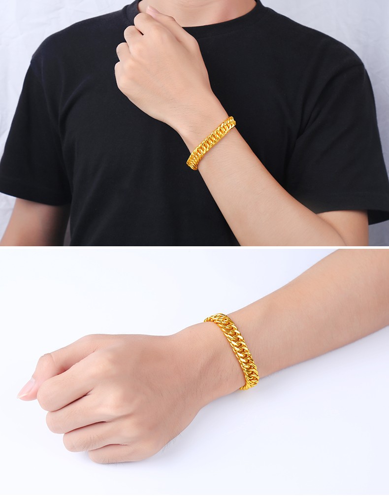 金龙珠宝 黄金手链男女款老板手链 牛仔泰国链双扣9999足金手链手镯gs