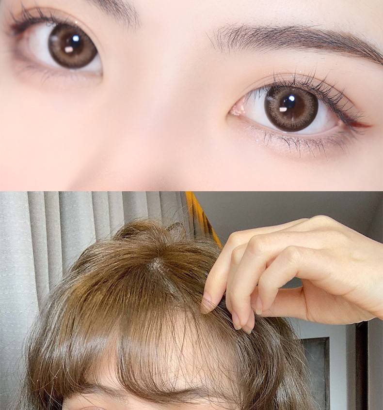 hangee焦糖泡芙美瞳年抛女2片装大小直径14.2mm自然混血棕通透亮眼小