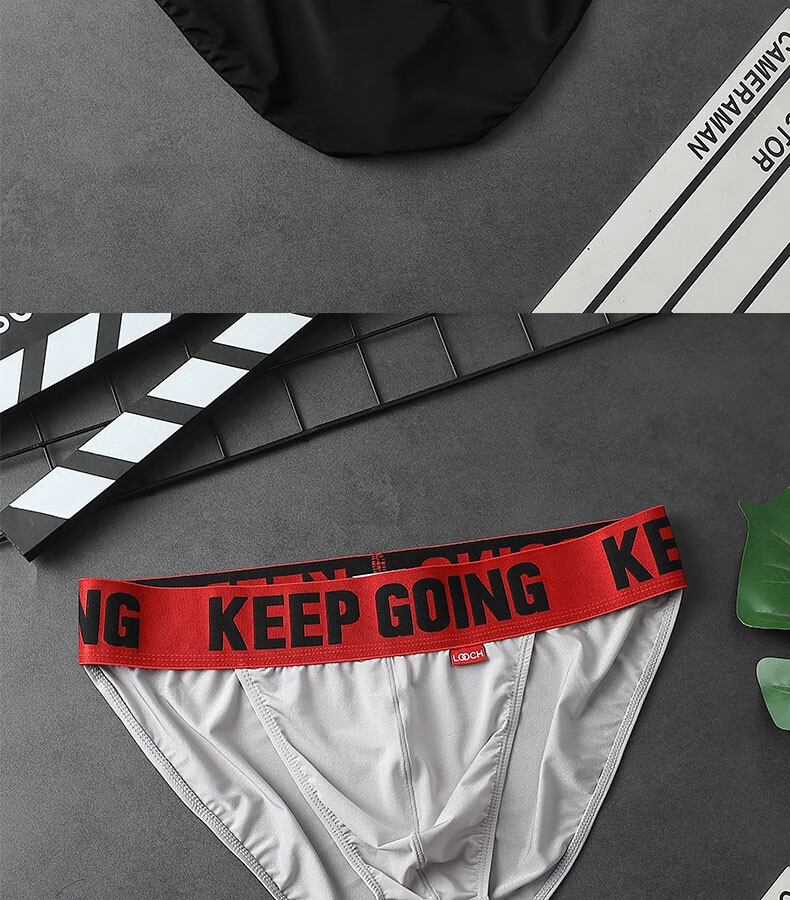 looch本命年红色内裤男三角裤冰丝性感紧身3条装低腰男士三角内裤男大