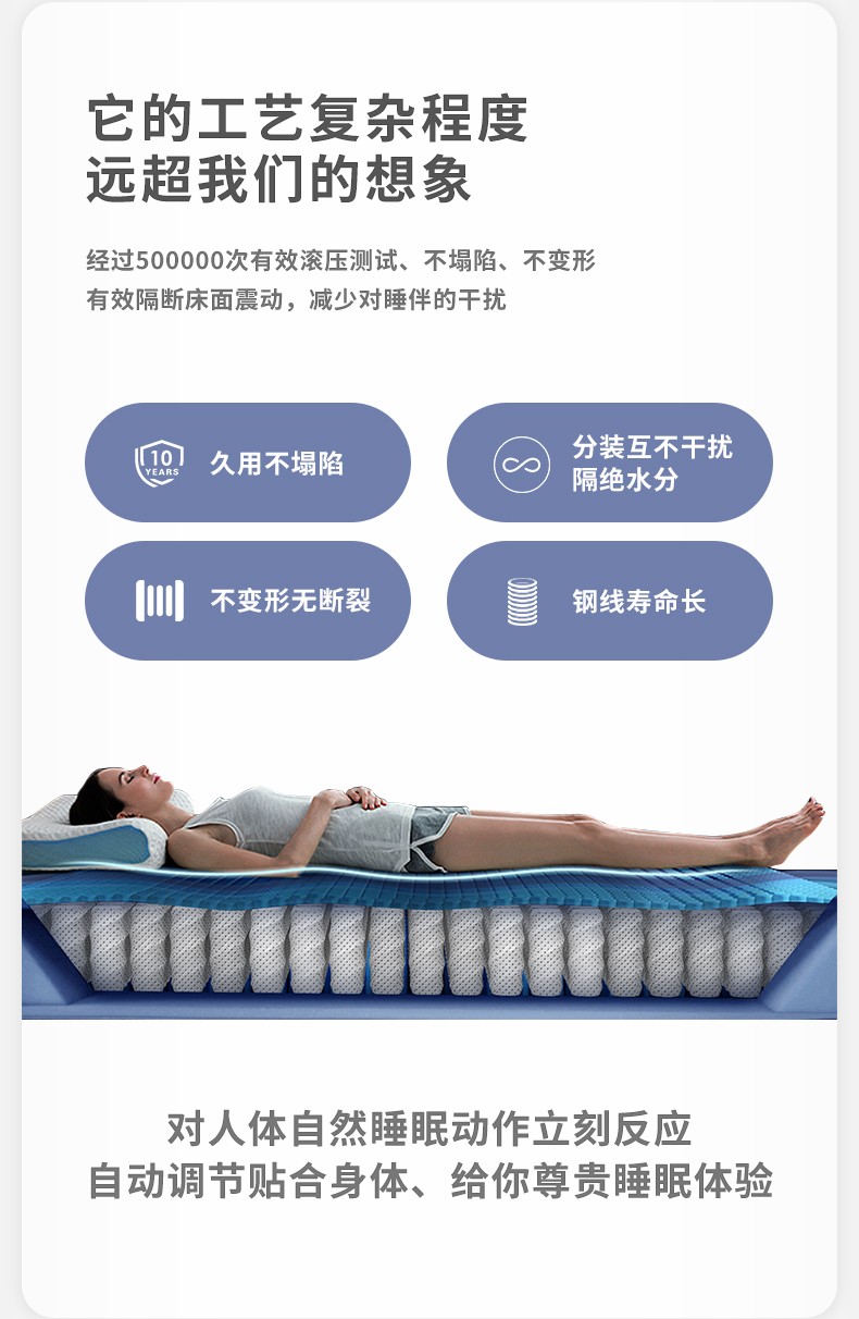 圣诞鸟v02软硬ab双面独立袋装弹簧床垫双人床垫乳胶床垫椰棕床垫