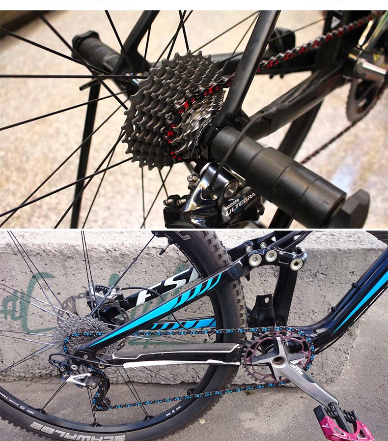 kmc自行车链条11速轻量化全镂空公路车碳钻链条骑行配件x11sldlc黑绿